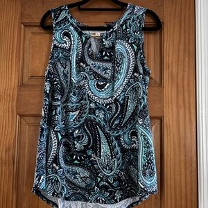 Dana Buchman Black and Blue Paisley Blouse